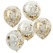 Oh Baby Gold Confetti Balloons 5pk