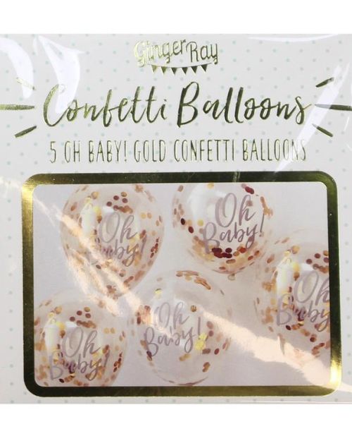 Oh Baby Gold Confetti Balloons 5pk