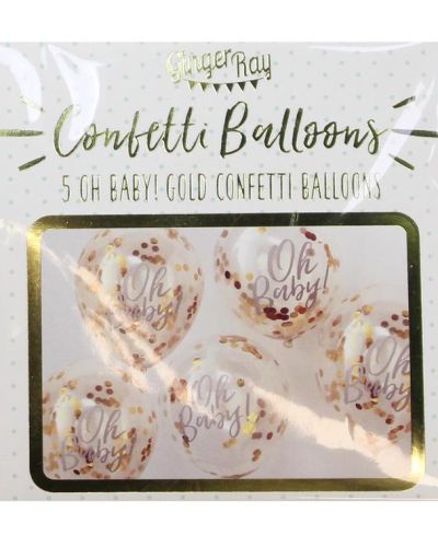 Oh Baby Gold Confetti Balloons 5pk
