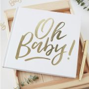 Oh Baby Gold Baby Shower Guest Book