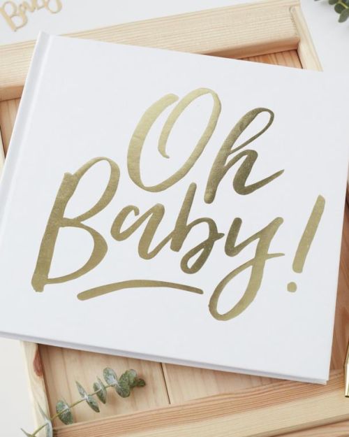 Oh Baby Gold Baby Shower Guest Book