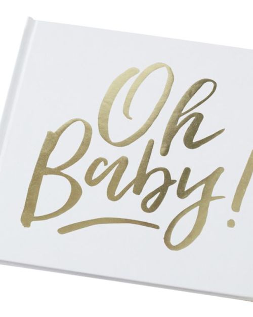 Oh Baby Gold Baby Shower Guest Book