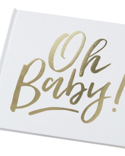 Oh Baby Gold Baby Shower Guest Book