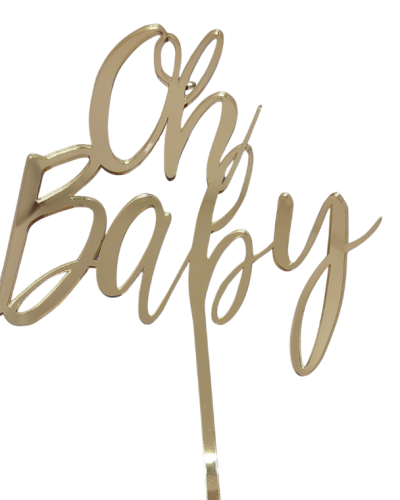 Script Oh Baby Cake Topper – Gold