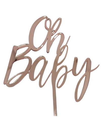 Script Oh Baby Cake Topper – Rose Gold