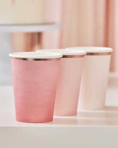 Ombre Pink & Rose Gold Cups 8pk