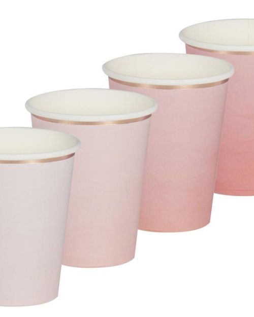 Ombre Pink & Rose Gold Cups 8pk