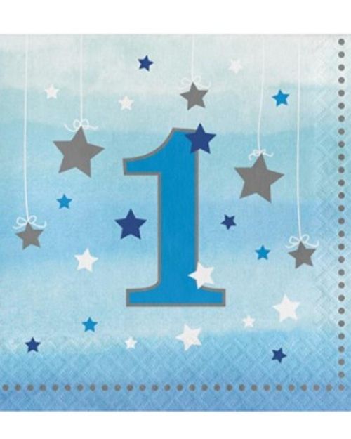 One Little Star Boy 1st Birthday Lunch Napkins 16pk