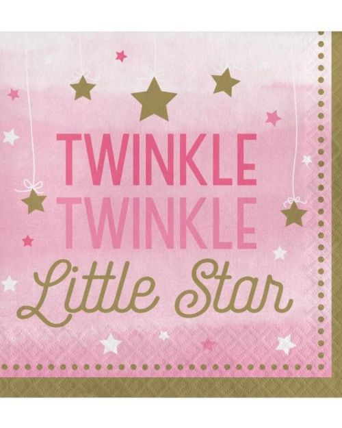 One Little Star Girl Lunch Napkins 16pk