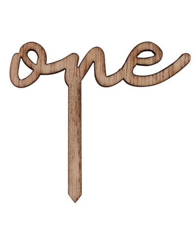Wooden ‘One’ 1st Birthday Cupcake Toppers 6pk