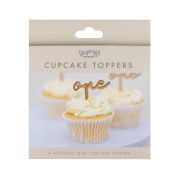 Wooden ‘One’ 1st Birthday Cupcake Toppers 6pk