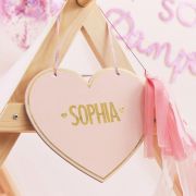 Pamper Party Customisable Heart Name Signs 4pk