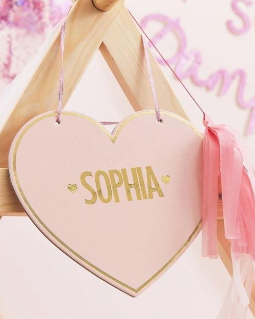 Pamper Party Customisable Heart Name Signs 4pk