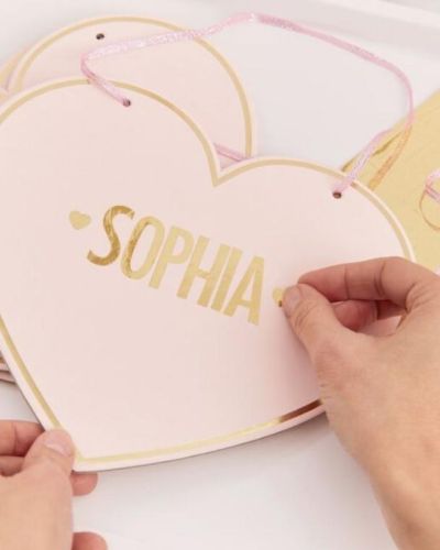 Pamper Party Customisable Heart Name Signs 4pk