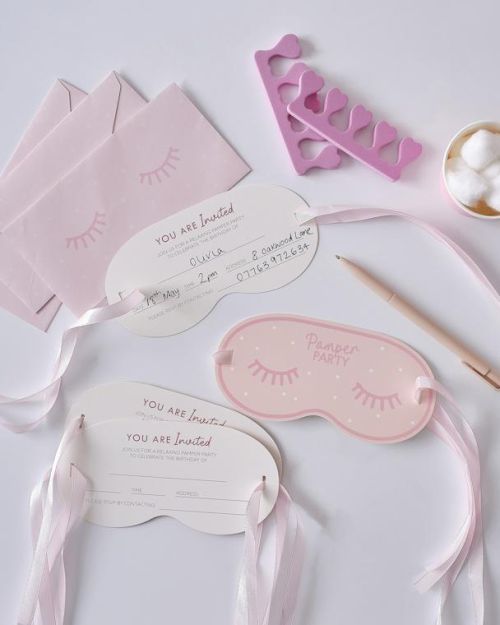 Pamper Party Eye Mask Invitations 5pk