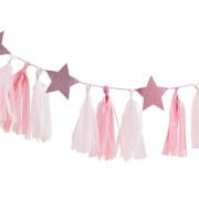 Pamper Party Pink Glitter Stars Tassel Garland