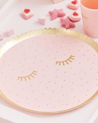 Pamper Party Pink & Gold Plates 8pk