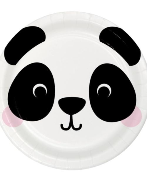 Animal Faces Panda Lunch Plates 8pk