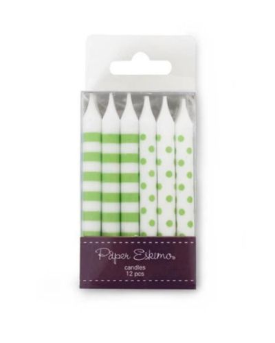 Spots & Stripes Candles 12pk – Apple Green