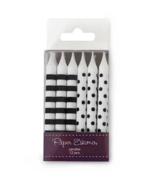 Spots & Stripes Candles 12pk – Black Tie