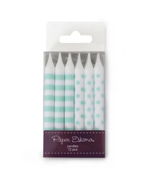 Spots & Stripes Candles 12pk – Mint