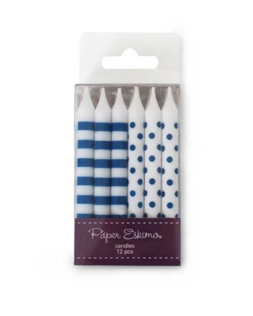 Spots & Stripes Candles 12pk – Navy