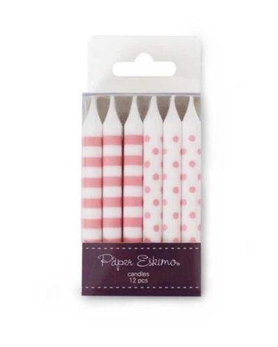 Spots & Stripes Candles 12pk – Pink Floss