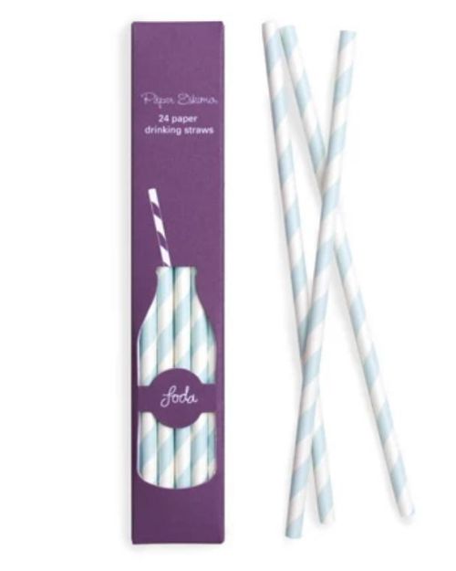 Paper Straws Powder Blue 24pk