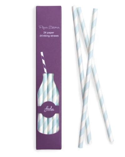 Paper Straws Powder Blue 24pk