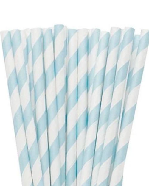 Paper Straws Powder Blue 24pk