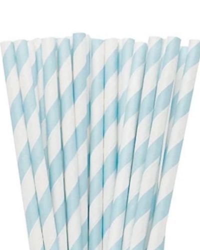 Paper Straws Powder Blue 24pk