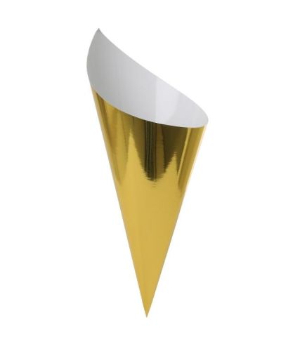 Paper Snack Cones 10pk Gold