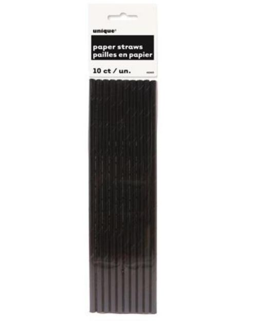 Paper Straws Black Foil 10pk