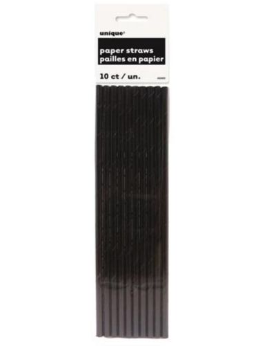 Paper Straws Black Foil 10pk