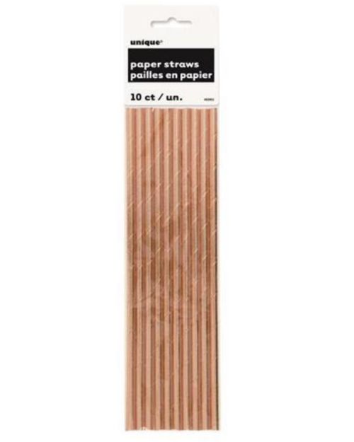 Paper Straws Rose Gold Foil 10pk