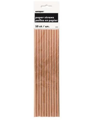 Paper Straws Rose Gold Foil 10pk