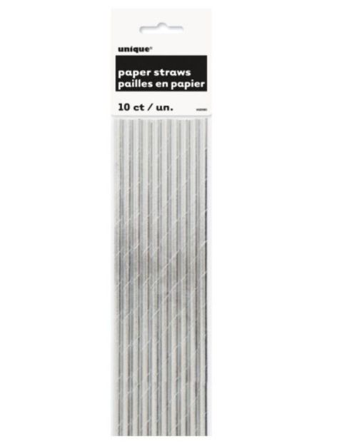 Paper Straws Silver Foil 10pk