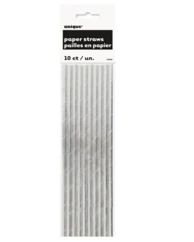 Paper Straws Silver Foil 10pk