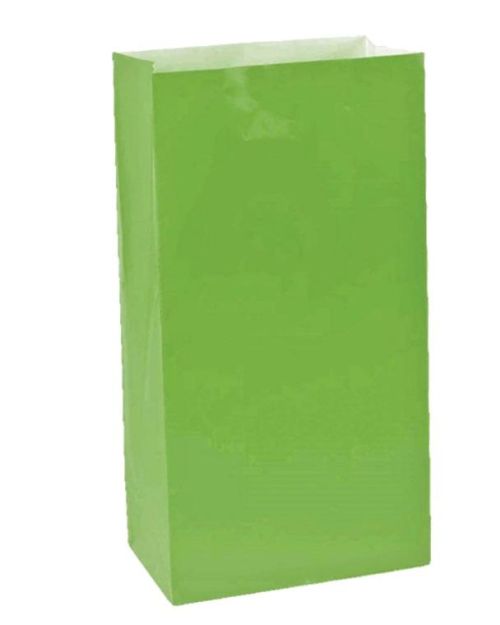Paper Treat Bags 12pk Kiwi Green