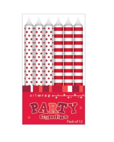 Party Candles – Red Spots & Stripes