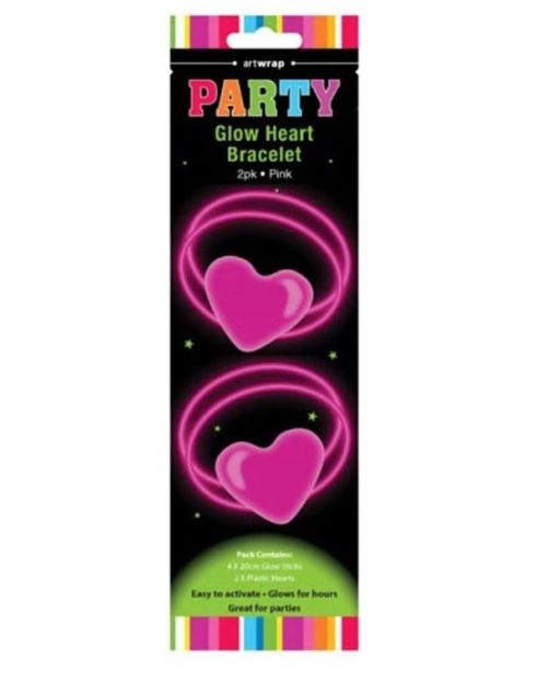Party Glow Heart Bracelets 2pk