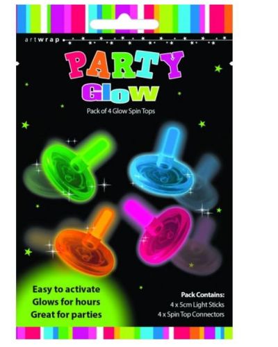 Party Glow Spinning Tops 4pk