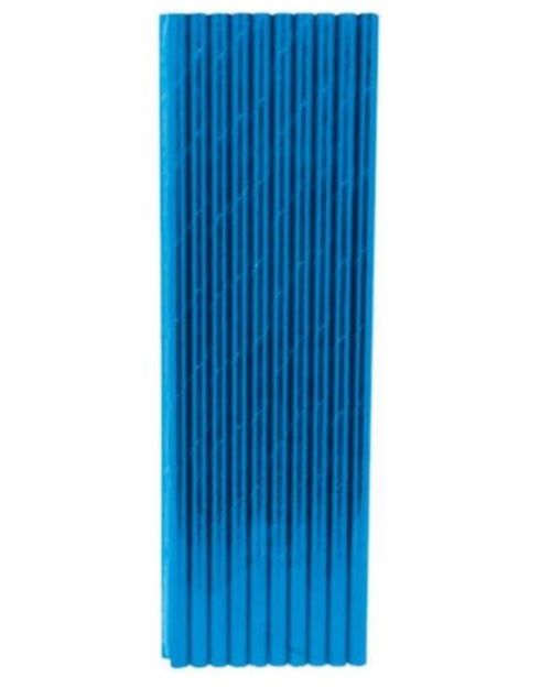 Paper Straws Blue Foil 20pk