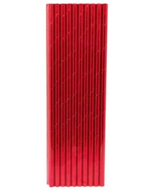 Paper Straws Red Foil 20pk