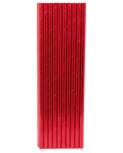 Paper Straws Red Foil 20pk