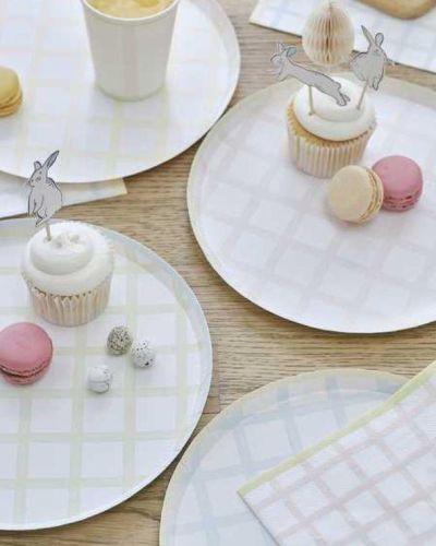 Pastel Gingham Dinner Plates 8pk