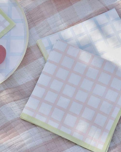 Pastel Gingham Lunch Napkins 16pk