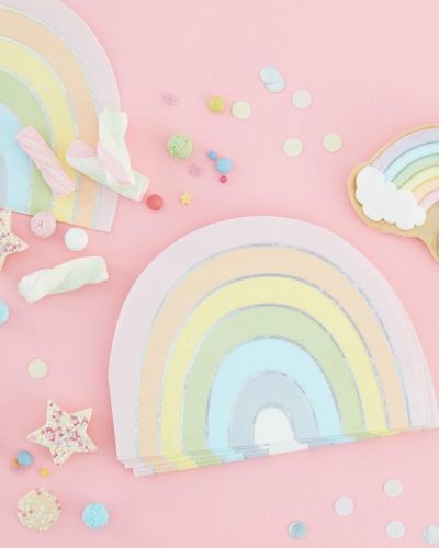 Pastel Party Rainbow Shaped Napkins 16pk
