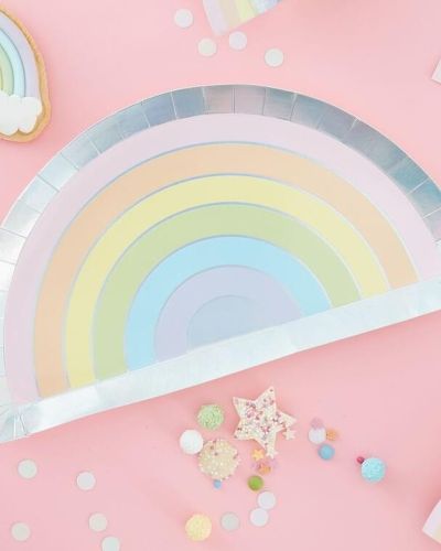 Pastel Party Rainbow Shaped Plates 8pk