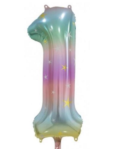 Pastel Rainbow Number 1 Foil Balloon